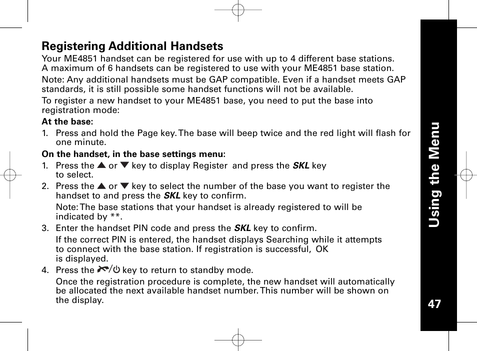 Usi n g th e m en u | Motorola ME4851 User Manual | Page 48 / 74