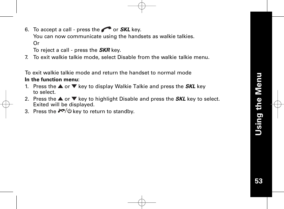 Usi n g th e m en u | Motorola ME4851 User Manual | Page 54 / 74