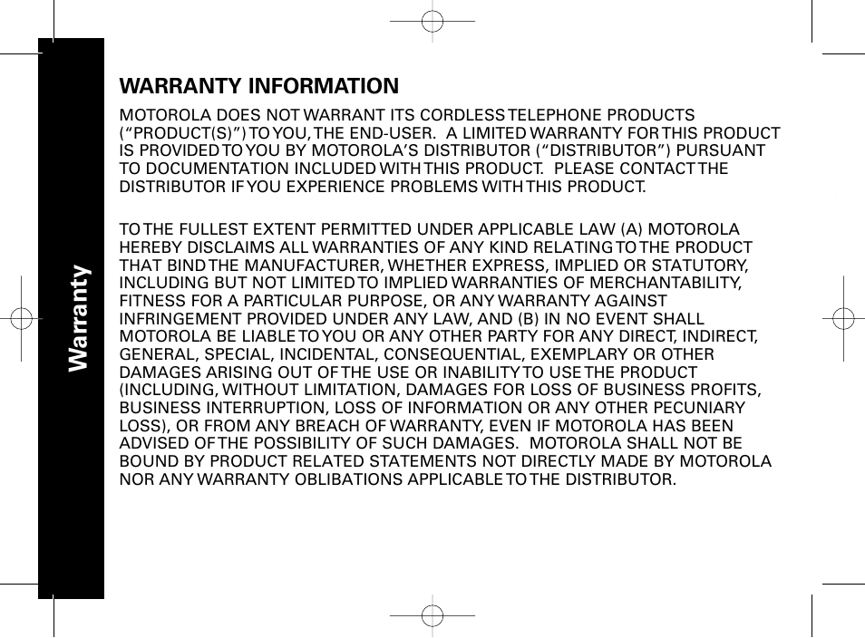 Wa rr a n ty | Motorola ME4851 User Manual | Page 68 / 74