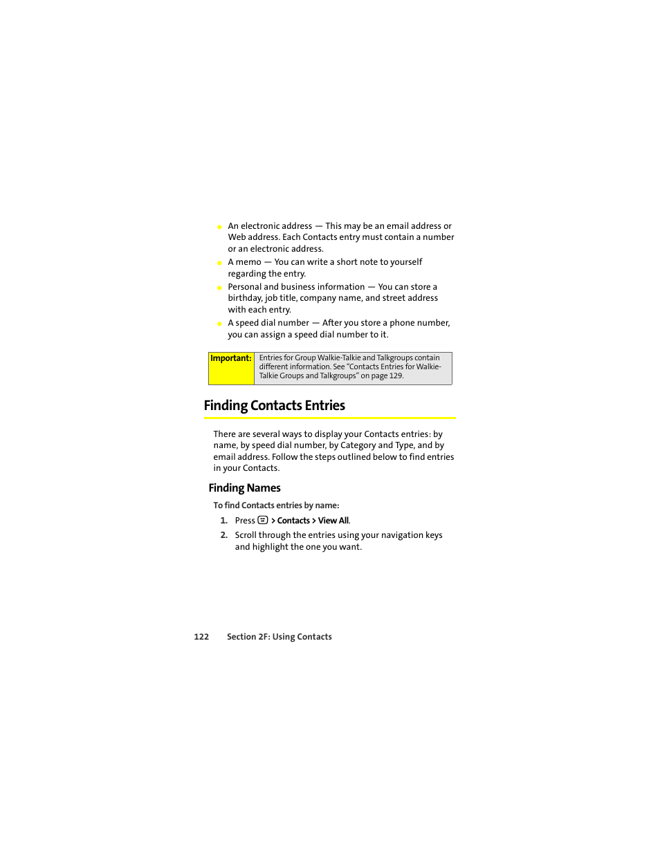 Finding contacts entries, Finding names | Motorola Deluxe Ic902 User Manual | Page 140 / 289