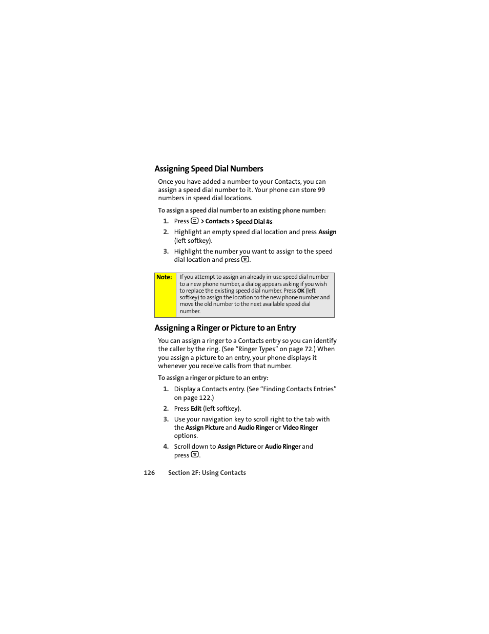 Assigning speed dial numbers, Assigning a ringer or picture to an entry | Motorola Deluxe Ic902 User Manual | Page 144 / 289