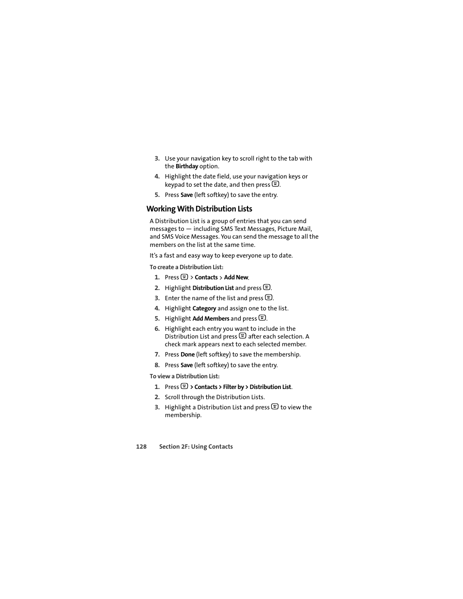 Working with distribution lists | Motorola Deluxe Ic902 User Manual | Page 146 / 289