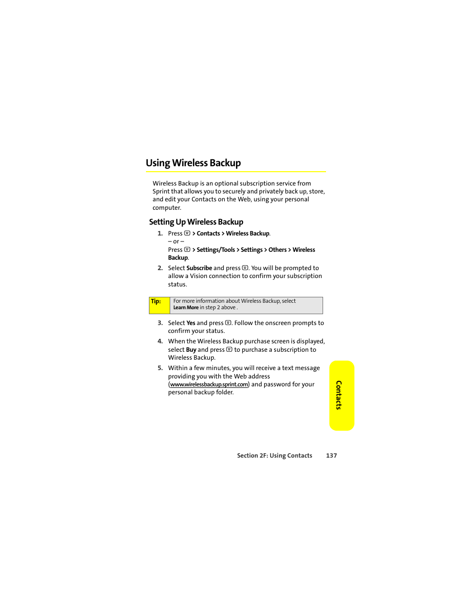 Using wireless backup, Setting up wireless backup | Motorola Deluxe Ic902 User Manual | Page 155 / 289