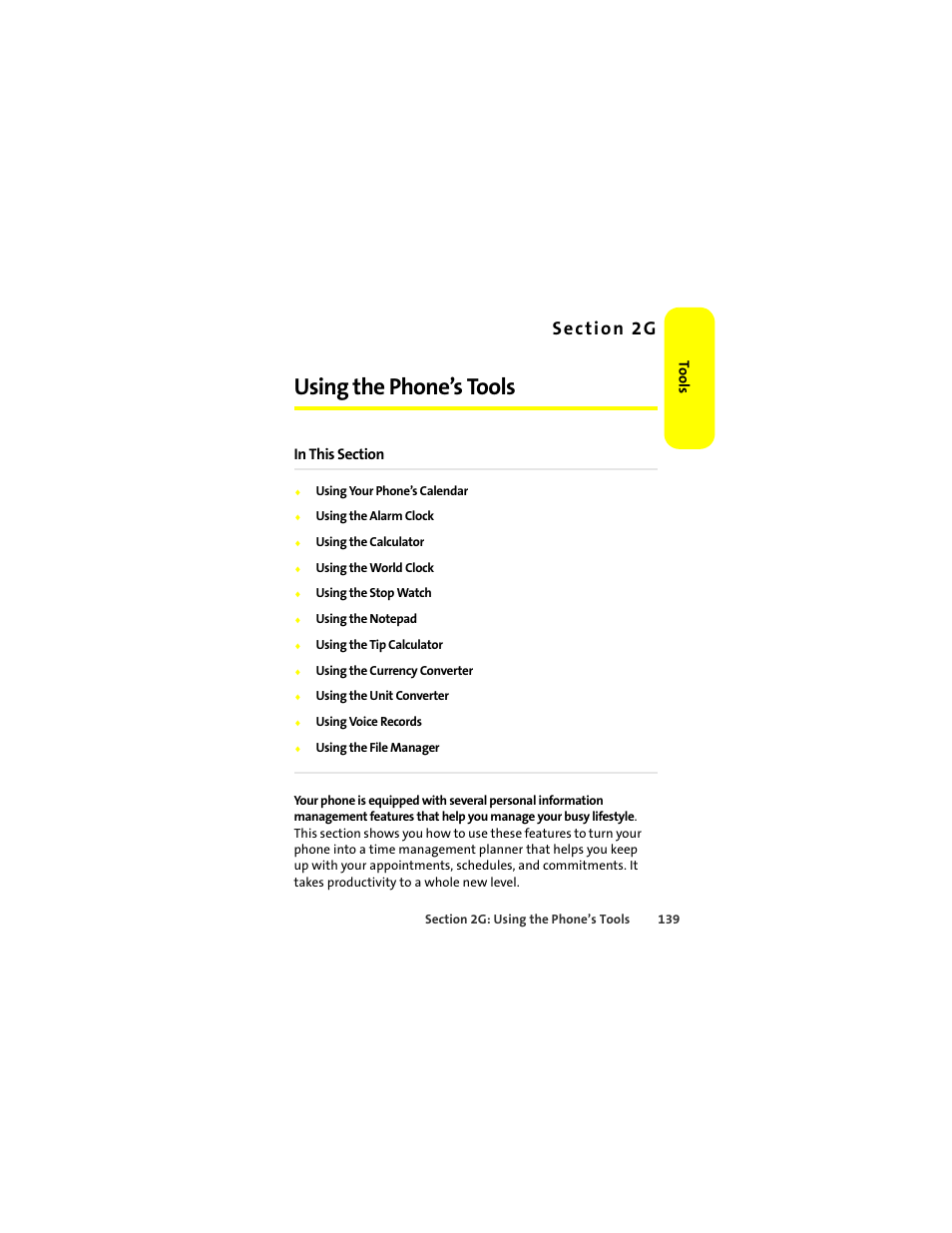 Using the phone’s tools | Motorola Deluxe Ic902 User Manual | Page 157 / 289