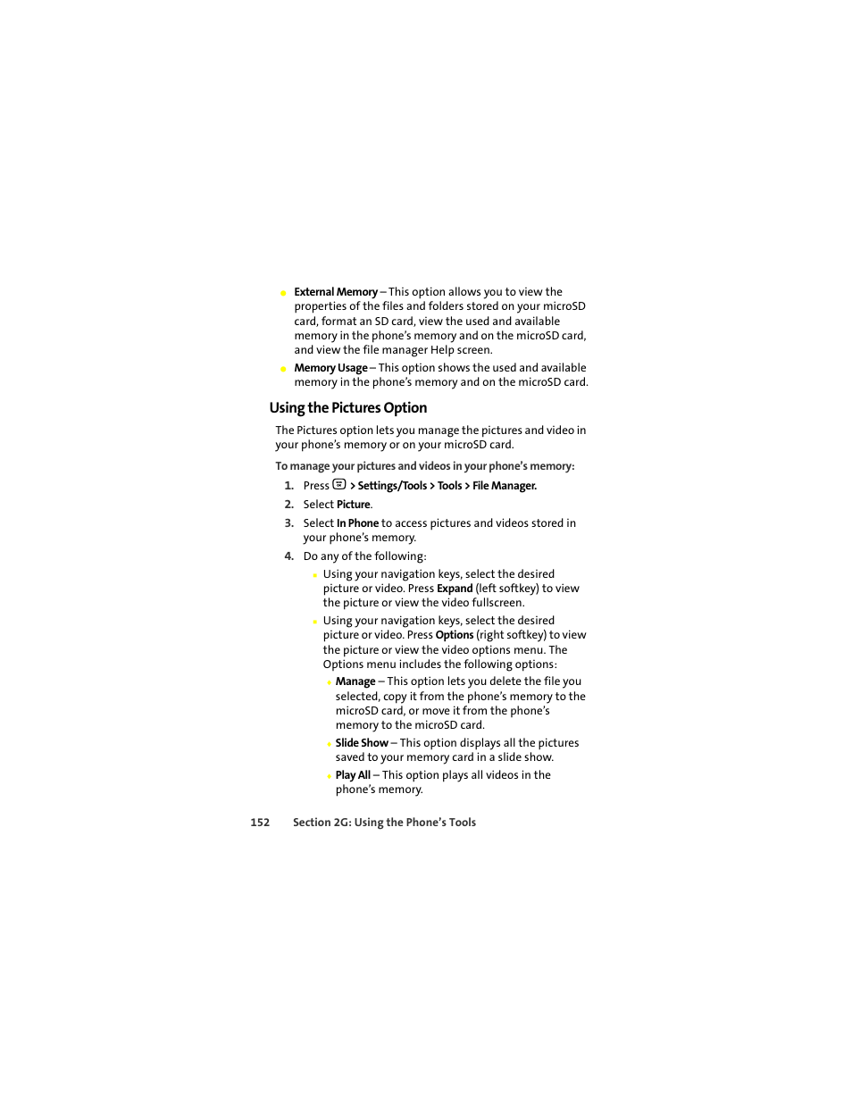 Using the pictures option | Motorola Deluxe Ic902 User Manual | Page 170 / 289