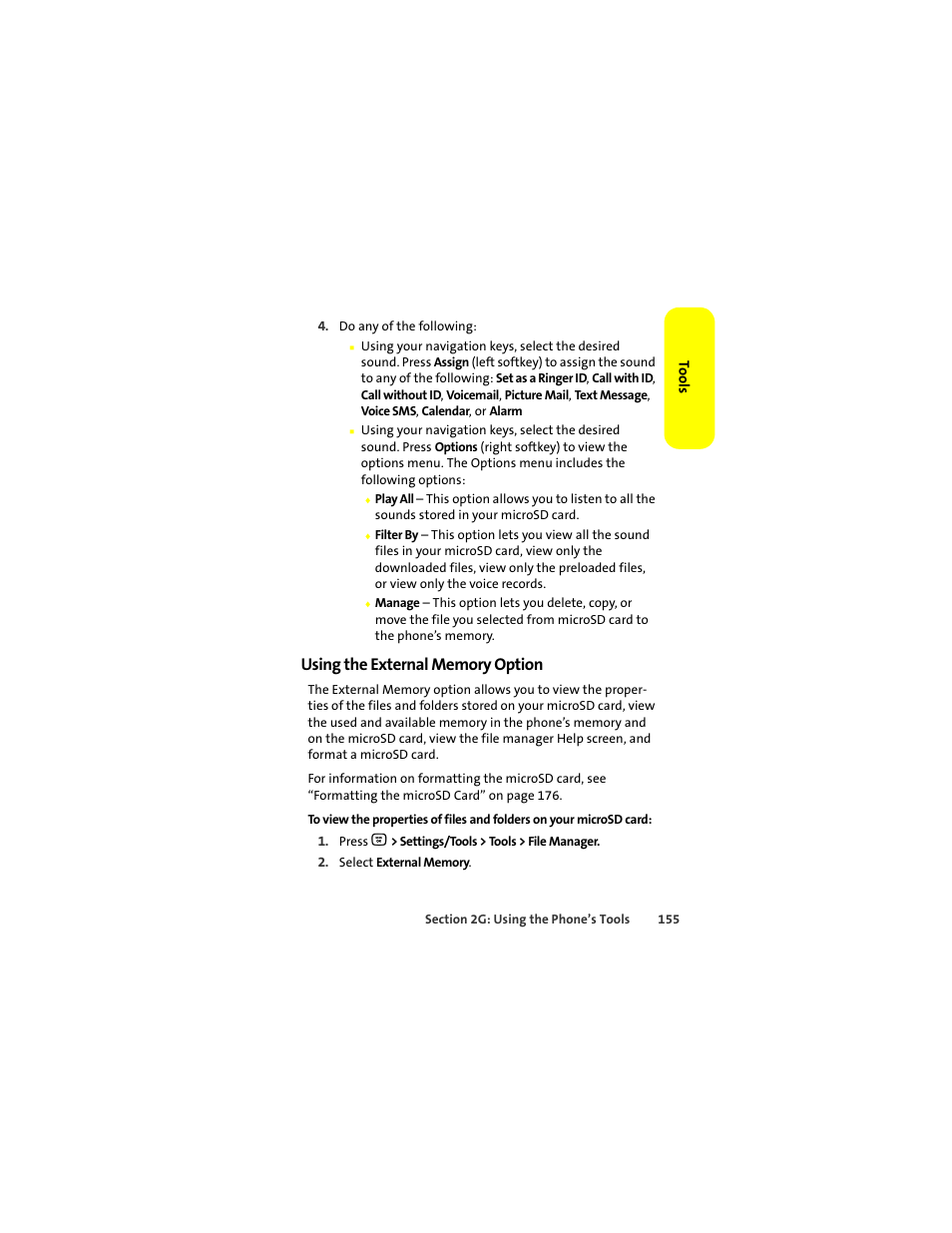 Using the external memory option | Motorola Deluxe Ic902 User Manual | Page 173 / 289