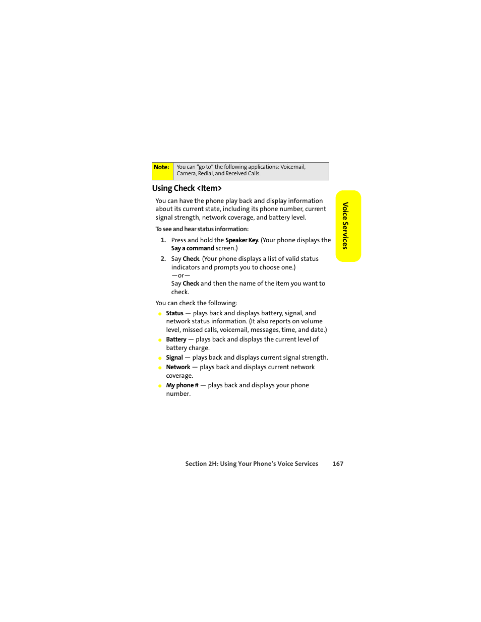 Using check <item | Motorola Deluxe Ic902 User Manual | Page 185 / 289