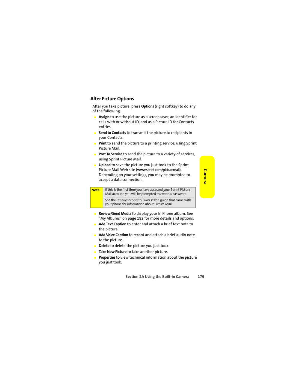 After picture options, Ca m e ra | Motorola Deluxe Ic902 User Manual | Page 197 / 289