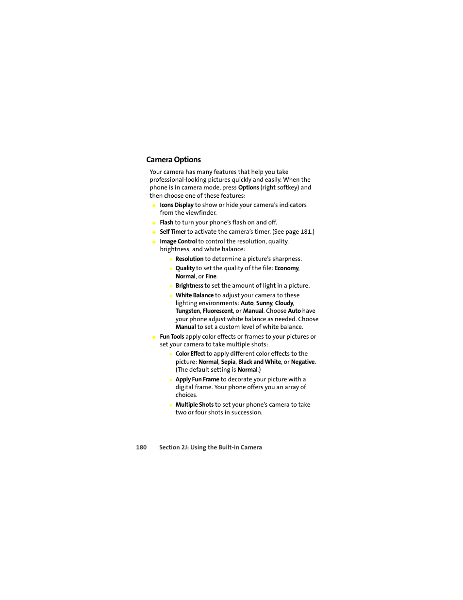 Camera options | Motorola Deluxe Ic902 User Manual | Page 198 / 289