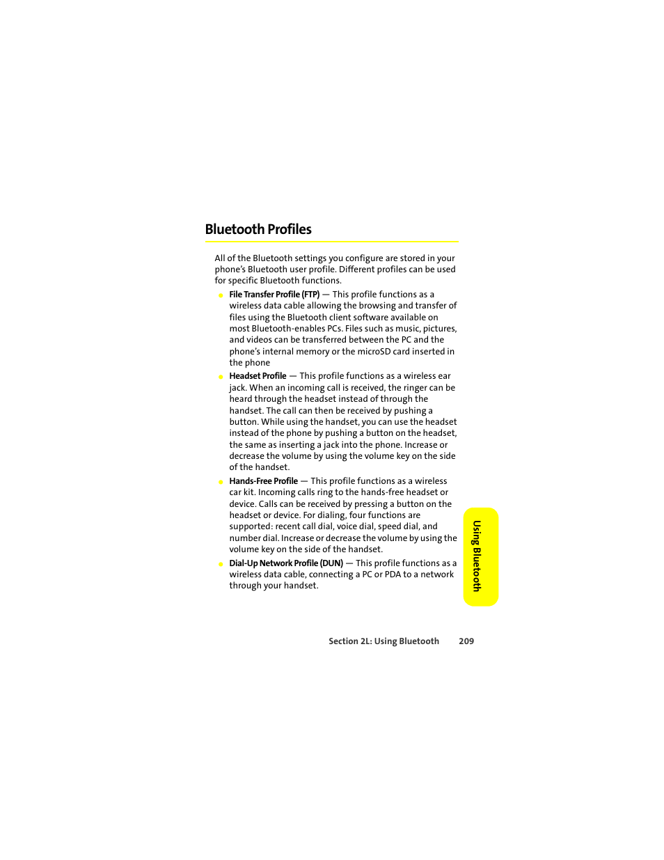 Bluetooth profiles | Motorola Deluxe Ic902 User Manual | Page 227 / 289