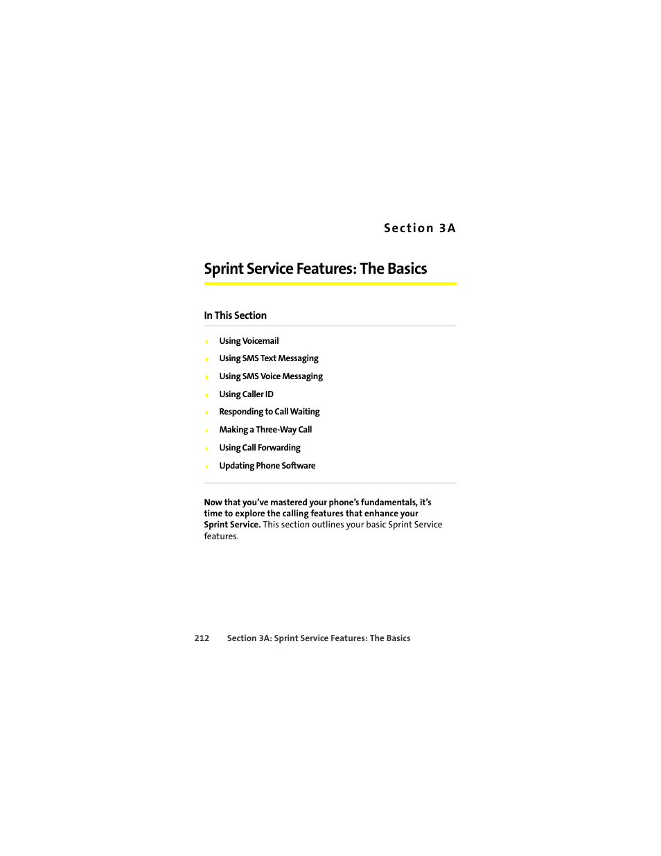 Sprint service features: the basics | Motorola Deluxe Ic902 User Manual | Page 230 / 289