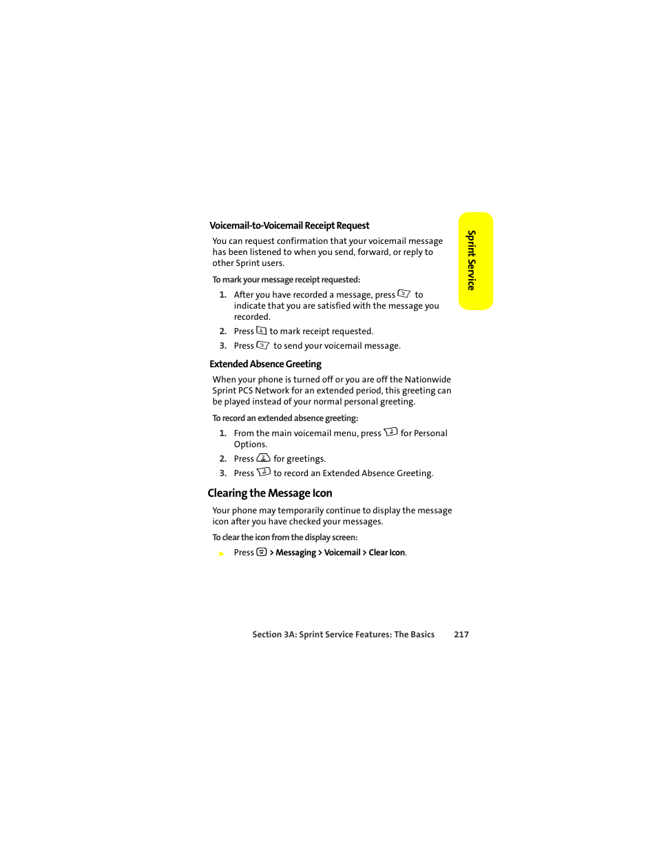 Clearing the message icon | Motorola Deluxe Ic902 User Manual | Page 235 / 289