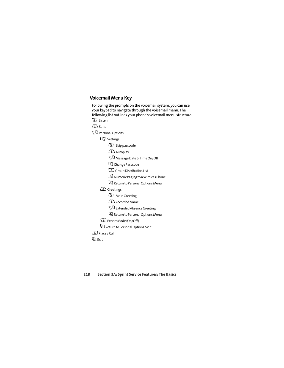 Voicemail menu key | Motorola Deluxe Ic902 User Manual | Page 236 / 289