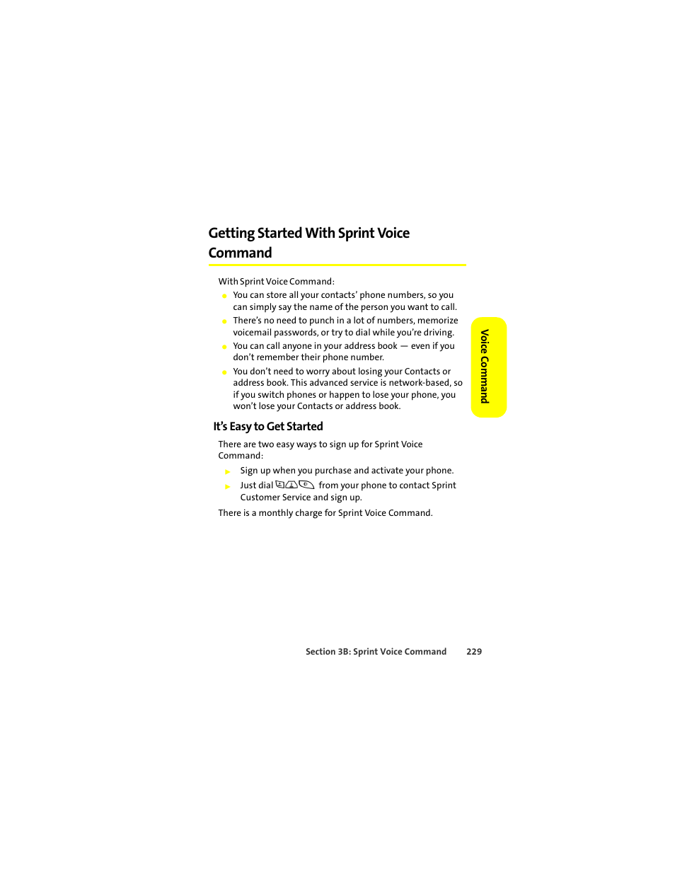 Getting started with sprint voice command, It’s easy to get started | Motorola Deluxe Ic902 User Manual | Page 247 / 289