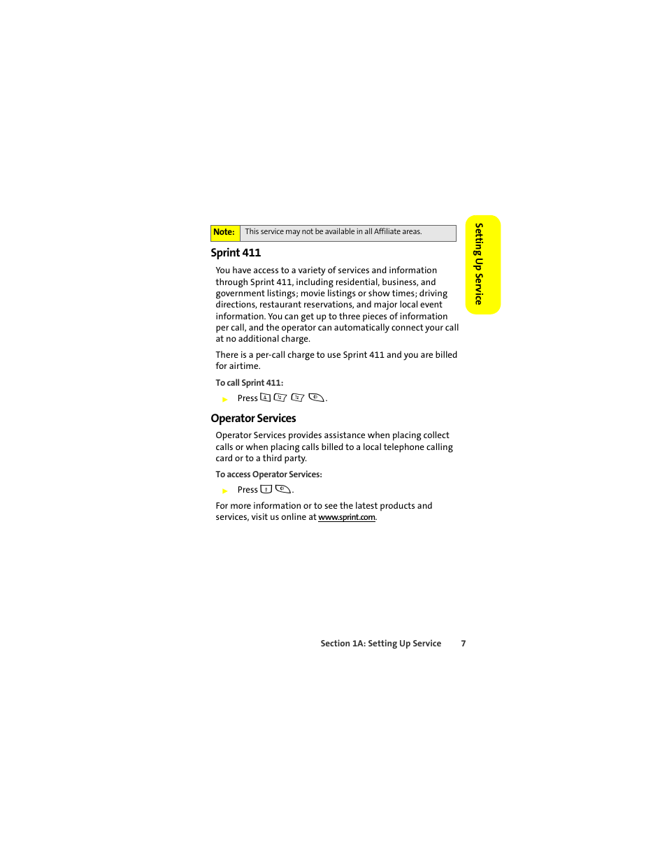 Sprint 411, Operator services | Motorola Deluxe Ic902 User Manual | Page 25 / 289