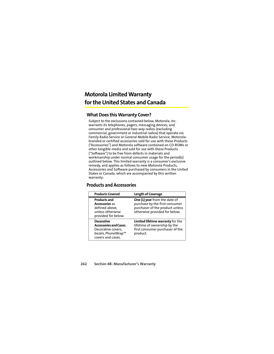 What does this warranty cover, Products and accessories | Motorola Deluxe Ic902 User Manual | Page 280 / 289