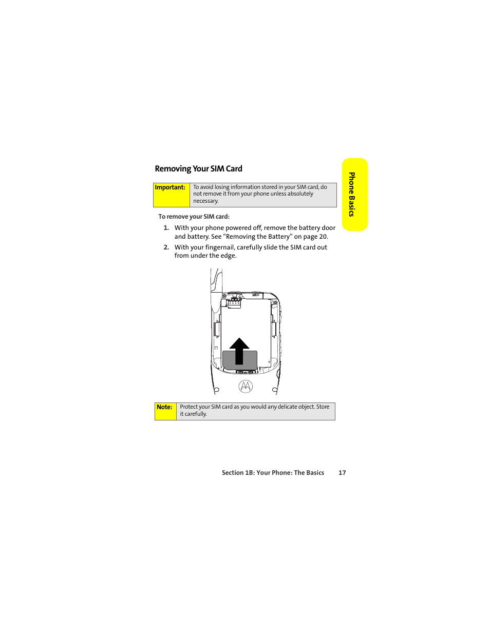Removing your sim card | Motorola Deluxe Ic902 User Manual | Page 35 / 289