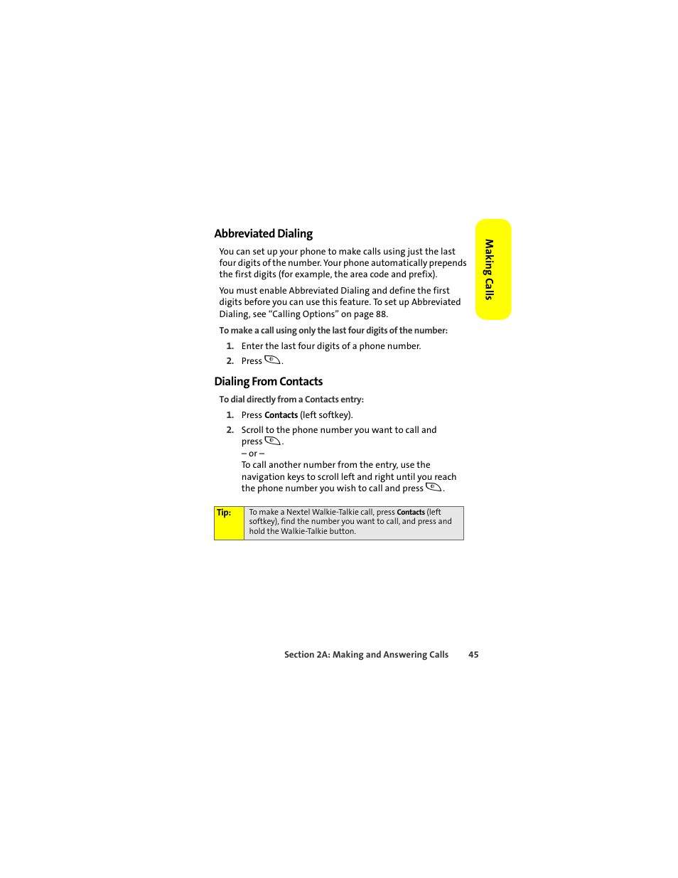 Abbreviated dialing, Dialing from contacts | Motorola Deluxe Ic902 User Manual | Page 63 / 289
