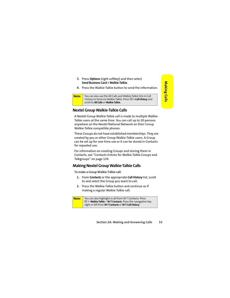 Nextel group walkie-talkie calls, Making nextel group walkie-talkie calls | Motorola Deluxe Ic902 User Manual | Page 71 / 289