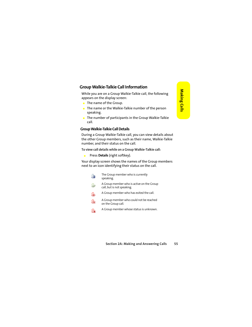 Group walkie-talkie call information | Motorola Deluxe Ic902 User Manual | Page 73 / 289