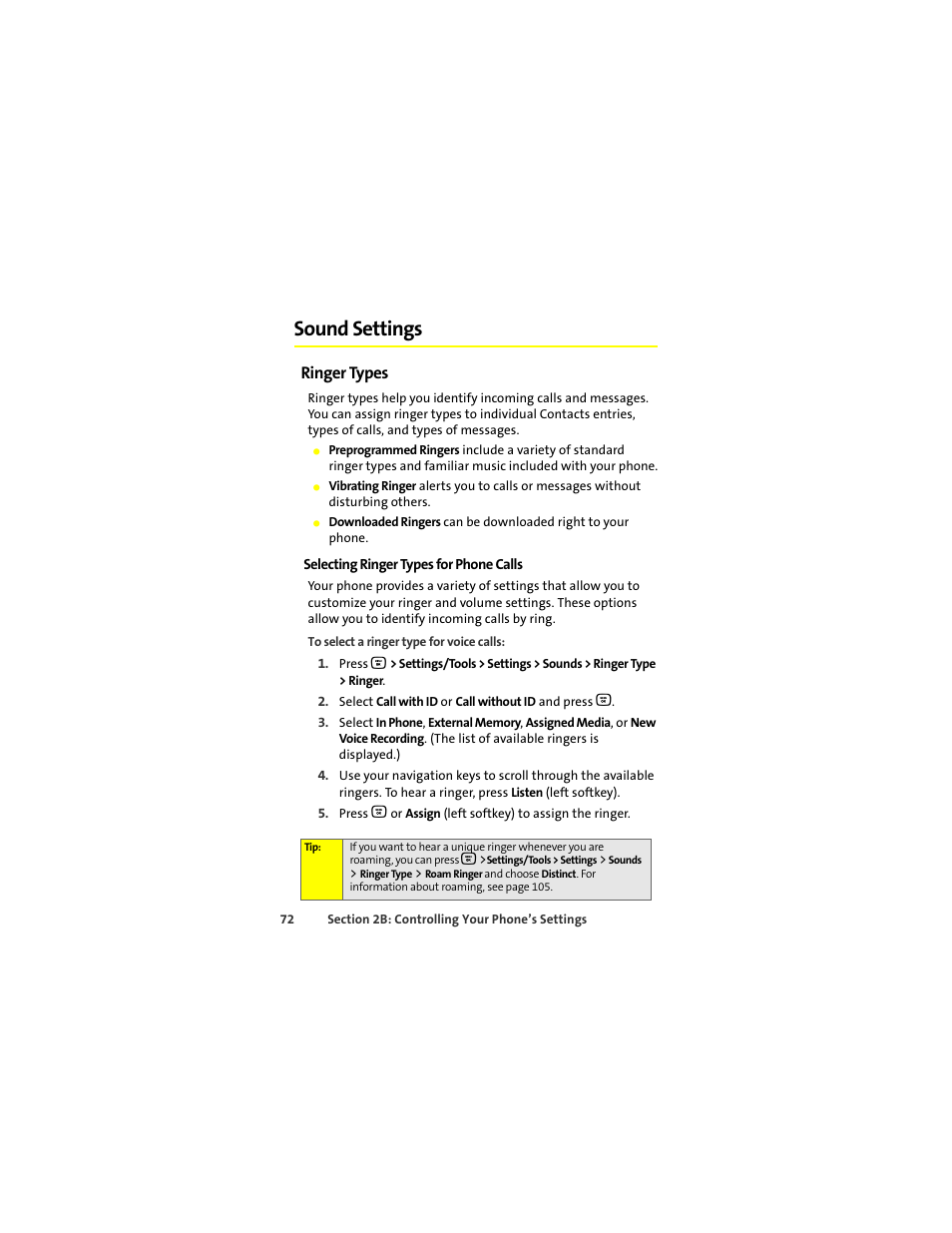 Sound settings, Ringer types | Motorola Deluxe Ic902 User Manual | Page 90 / 289