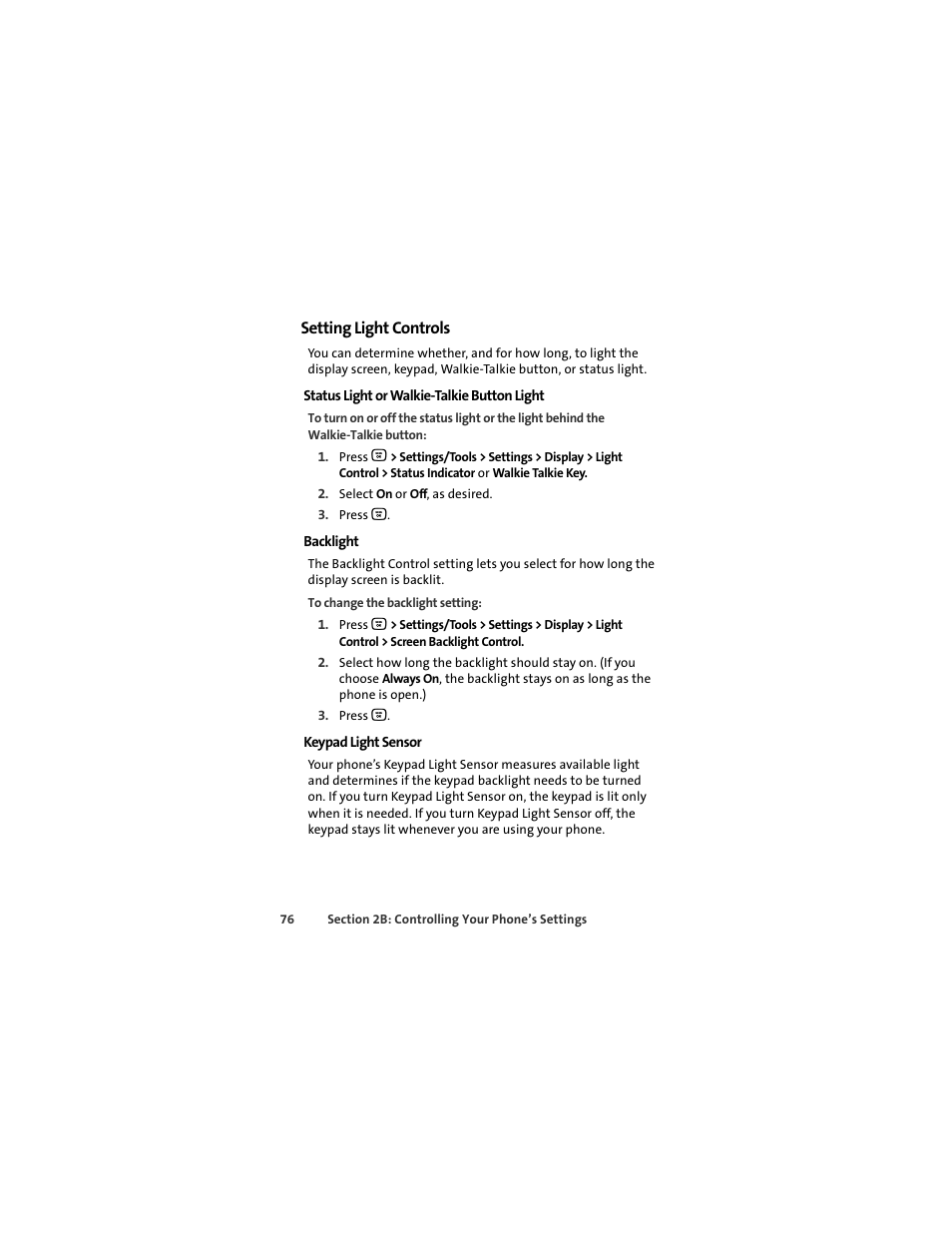 Setting light controls | Motorola Deluxe Ic902 User Manual | Page 94 / 289