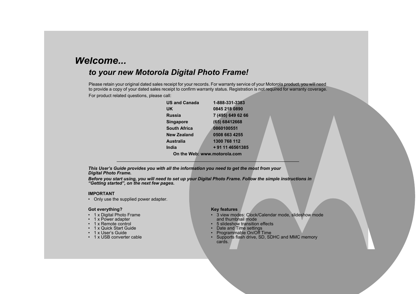 Welcome | Motorola MF800 User Manual | Page 2 / 25