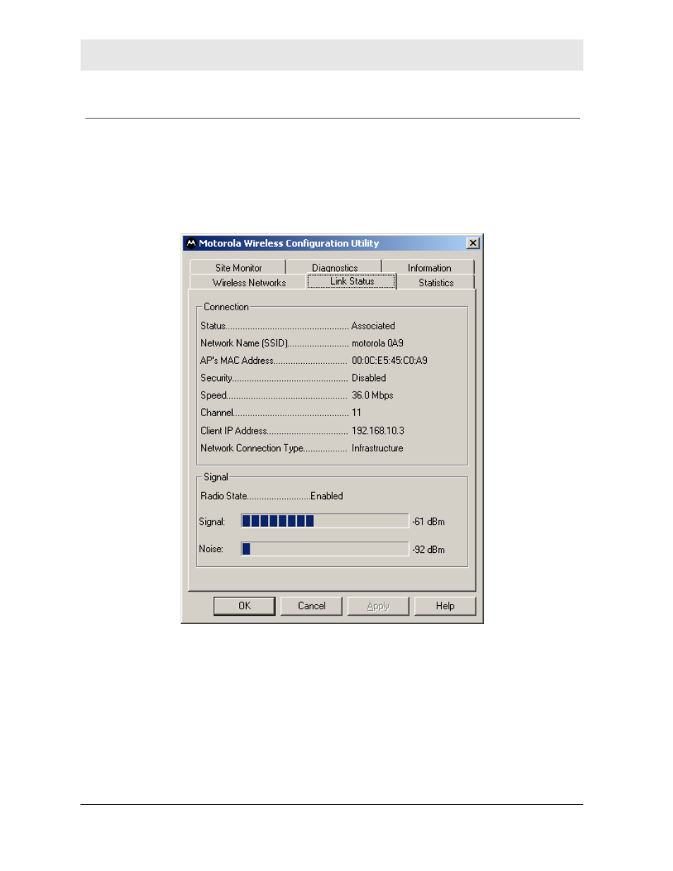 Viewing link status | Motorola WN825 User Manual | Page 35 / 59