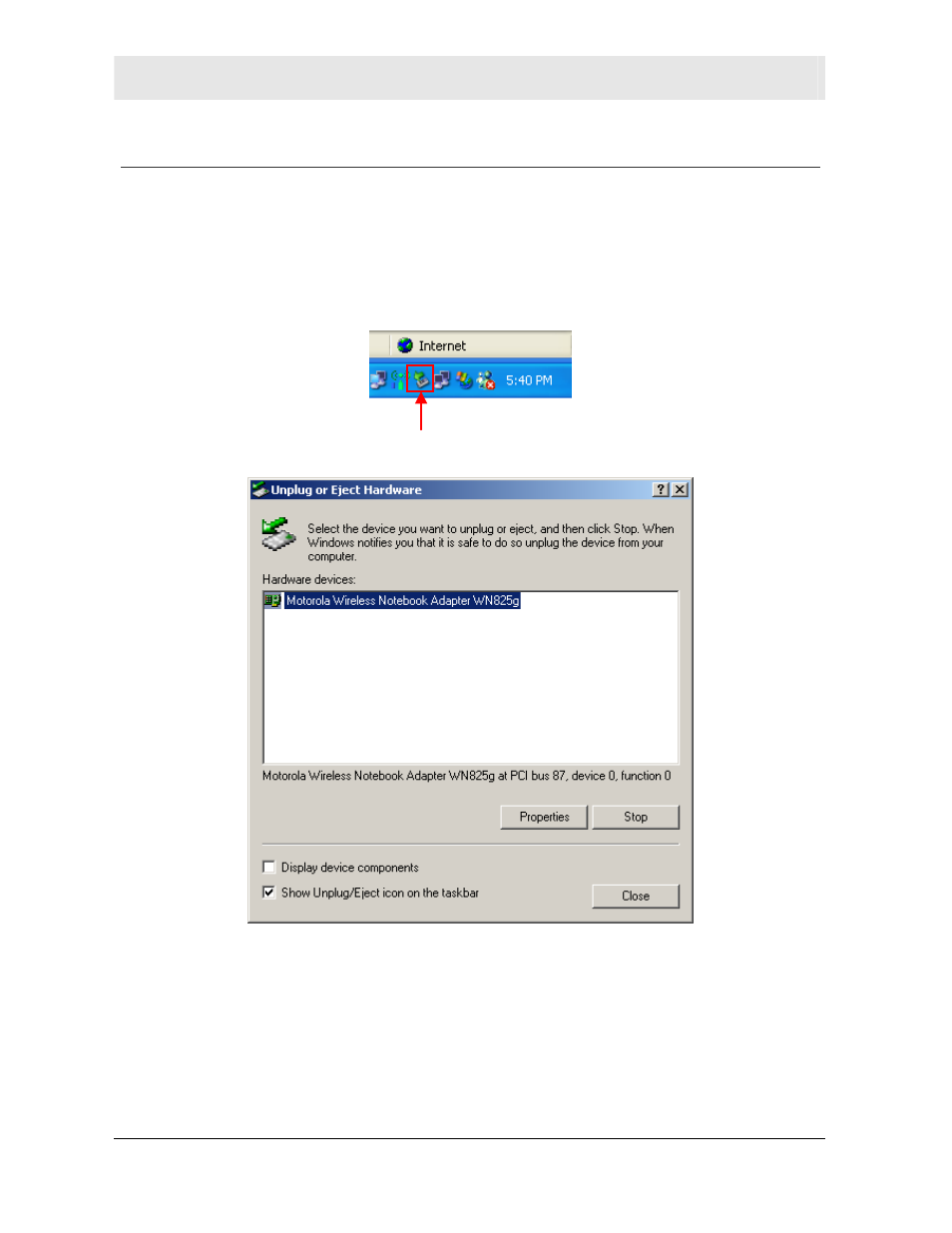 Removing the wireless adapter | Motorola WN825 User Manual | Page 39 / 59