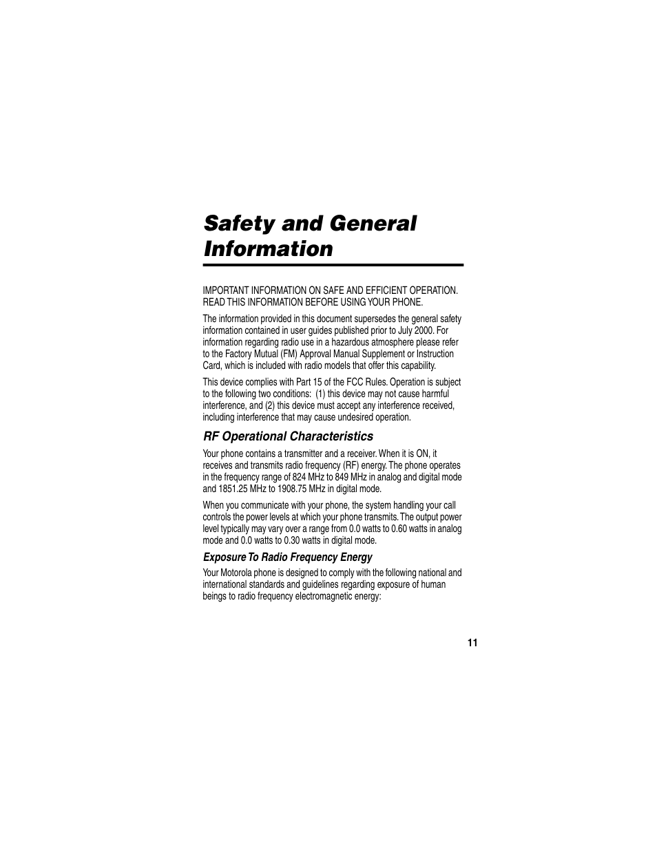 Safety and general information, Safety and general, Information | Motorola 120e User Manual | Page 13 / 184