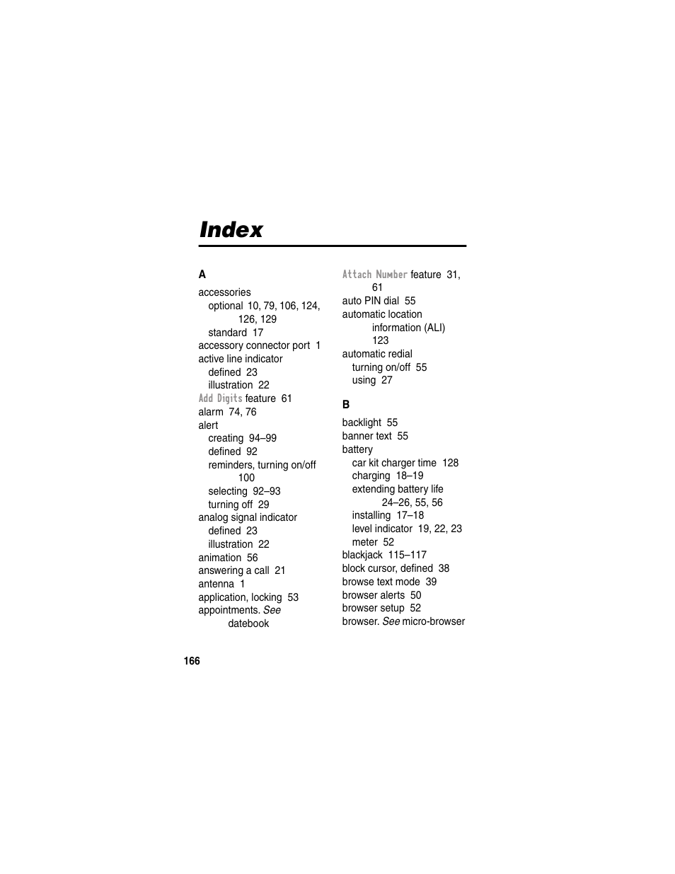 Index | Motorola 120e User Manual | Page 168 / 184