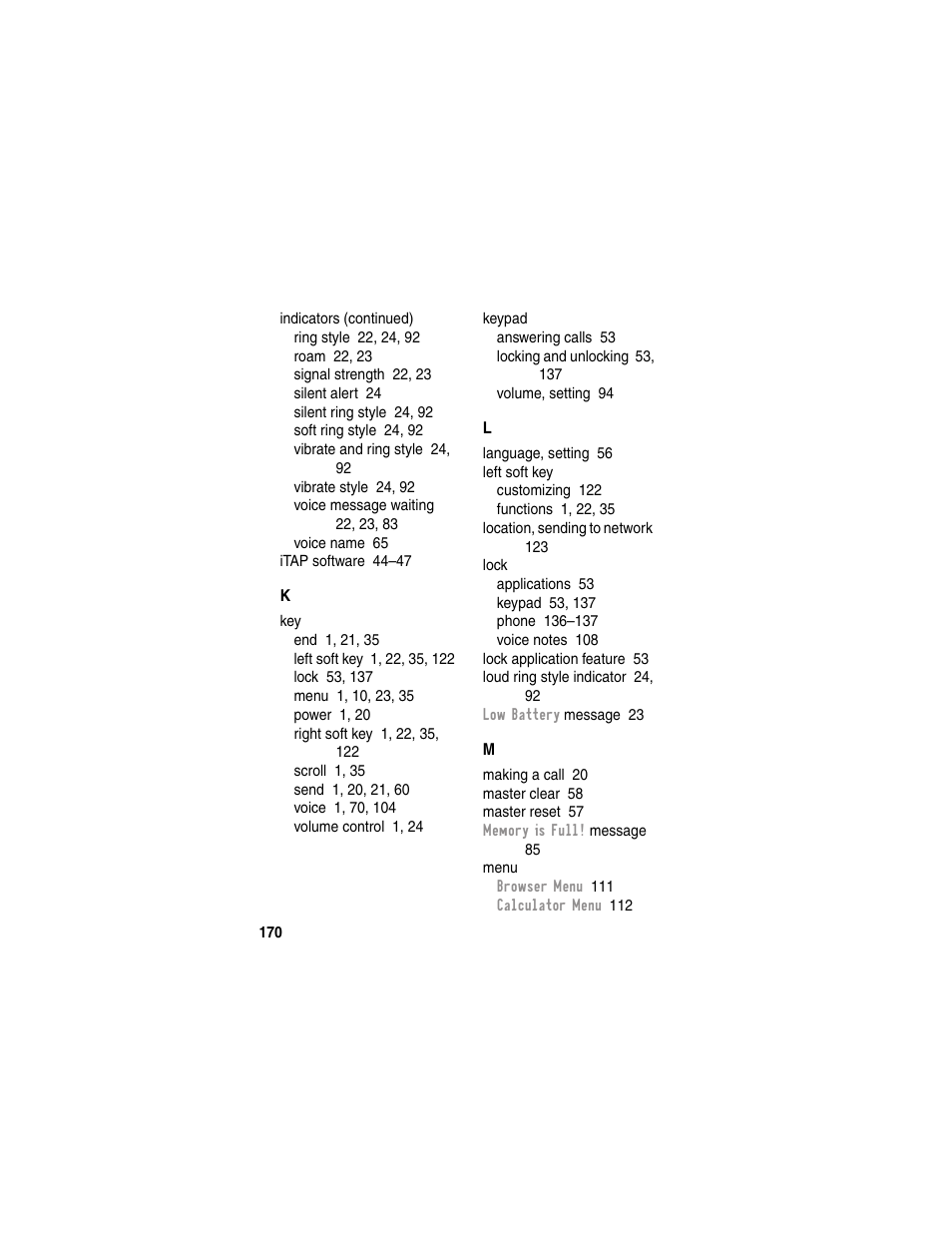 Motorola 120e User Manual | Page 172 / 184