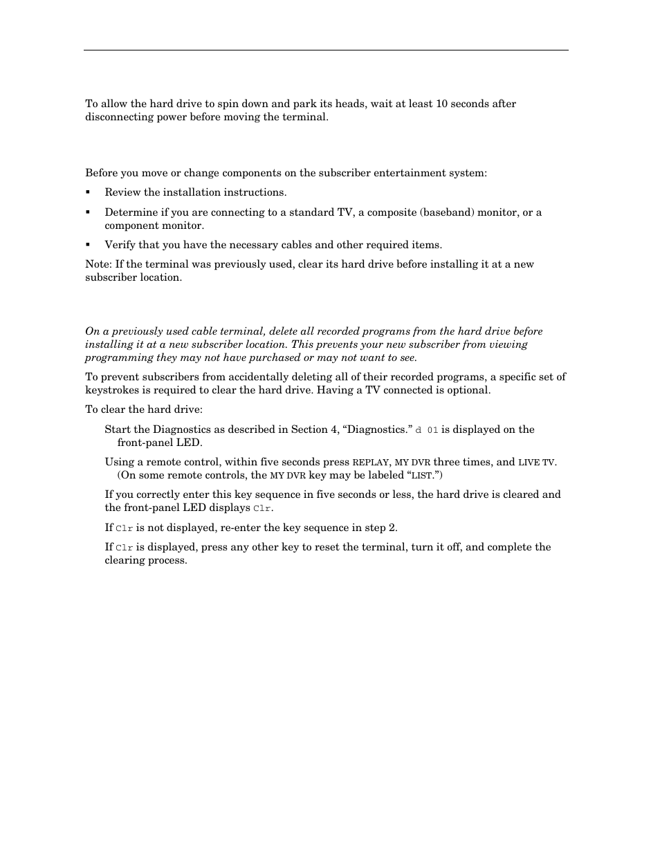 Before you begin, Clearing the hard drive | Motorola DCT3412 User Manual | Page 18 / 77