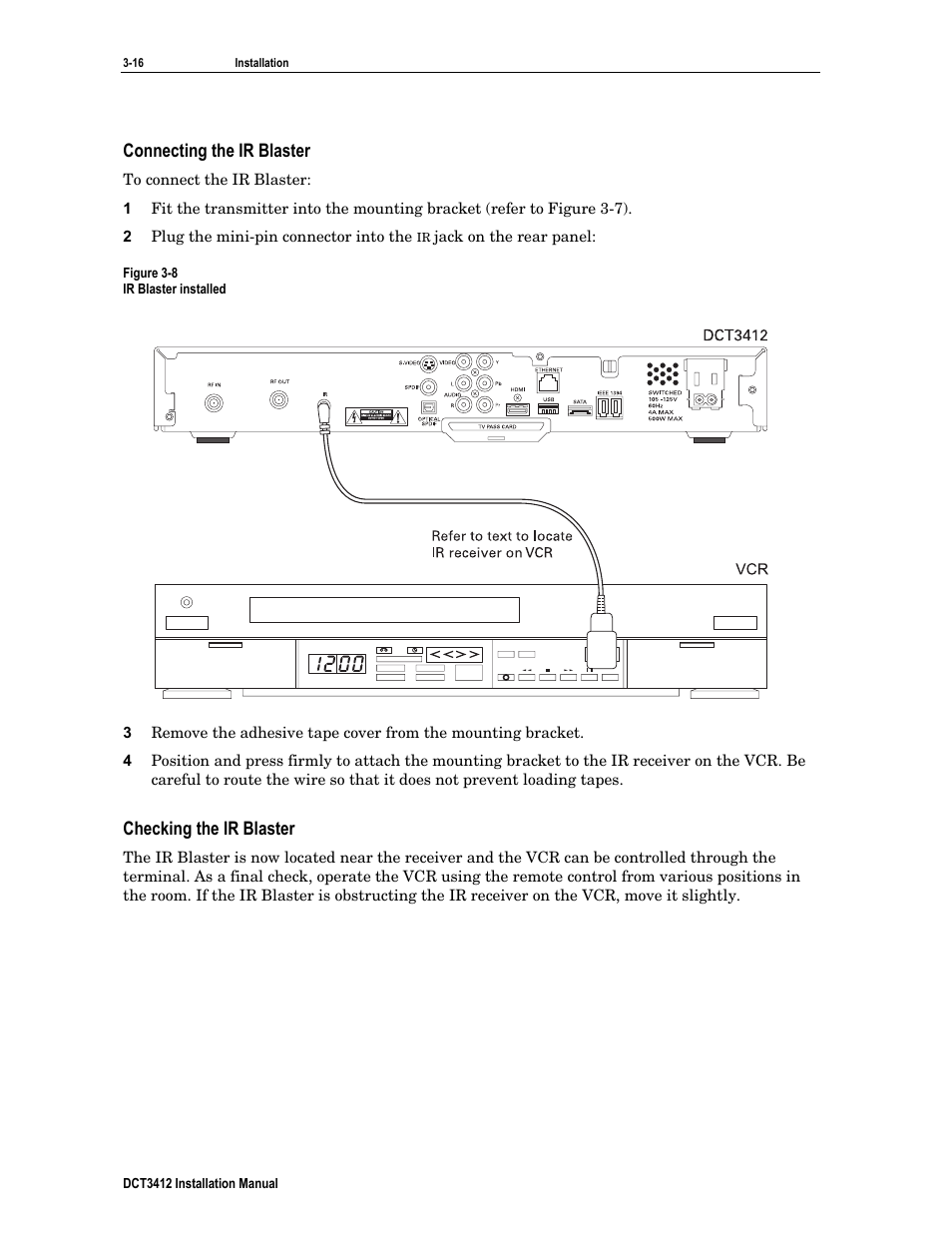 Connecting the ir blaster, Checking the ir blaster | Motorola DCT3412 User Manual | Page 32 / 77