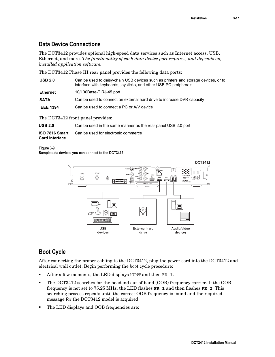 Data device connections, Boot cycle | Motorola DCT3412 User Manual | Page 33 / 77