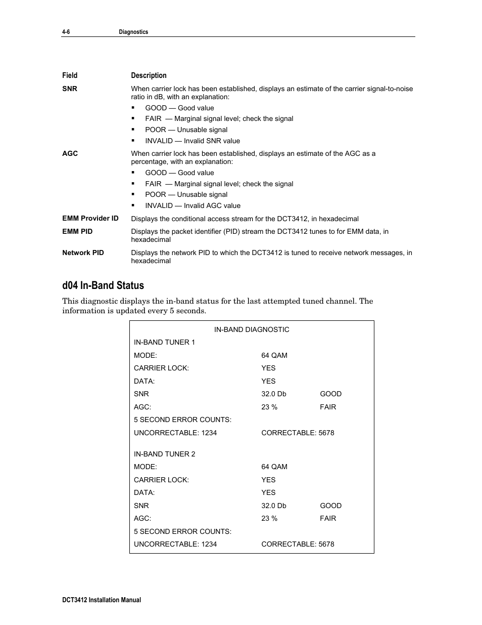 D04 in-band status | Motorola DCT3412 User Manual | Page 46 / 77