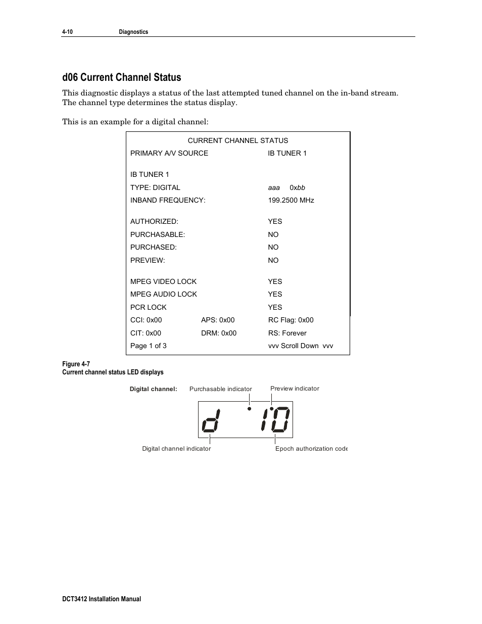 D06 current channel status | Motorola DCT3412 User Manual | Page 50 / 77