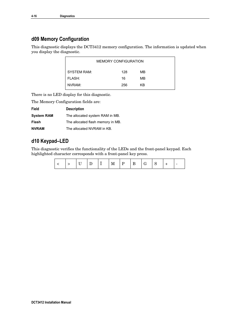 D09 memory configuration, D10 keypad–led | Motorola DCT3412 User Manual | Page 56 / 77