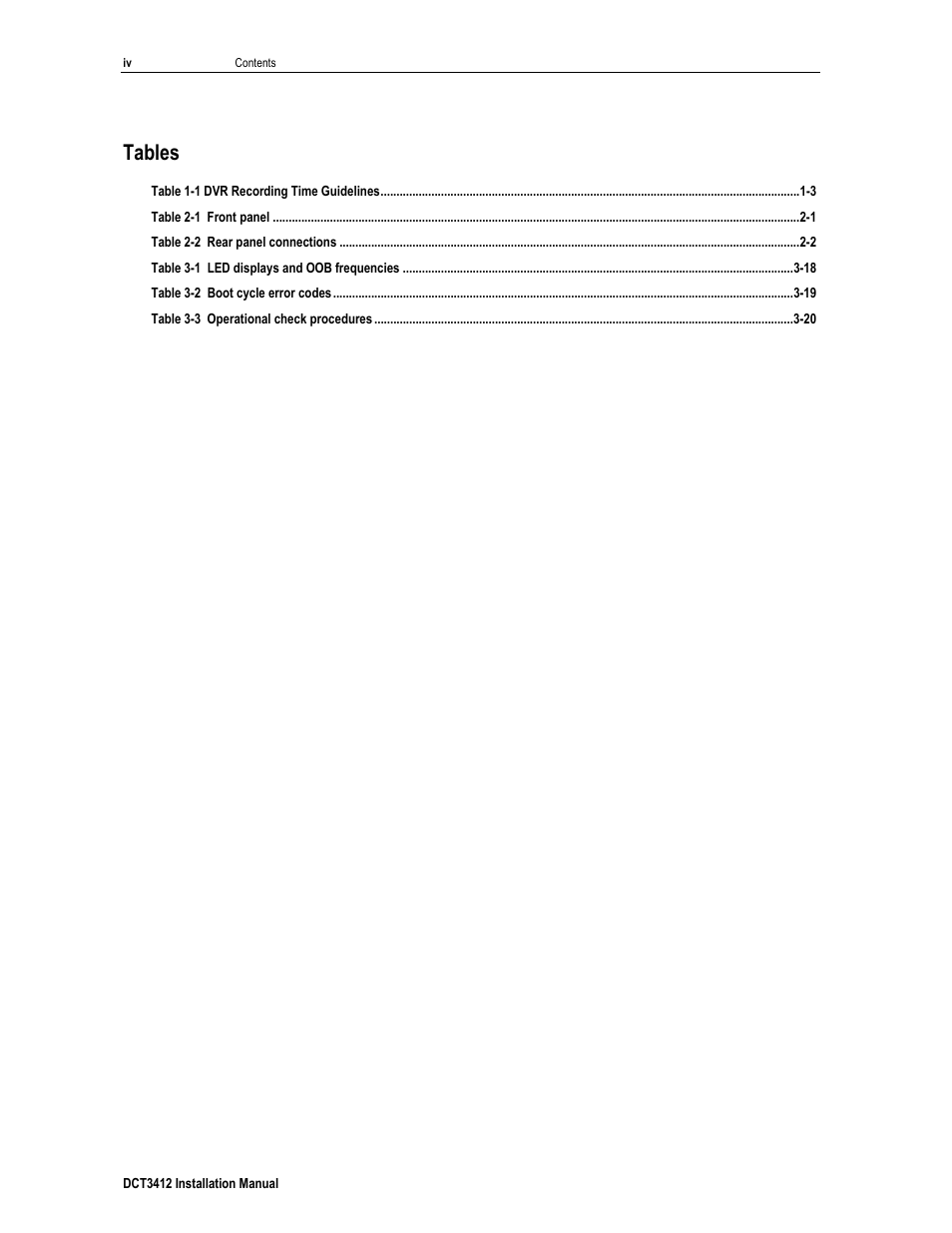 Tables | Motorola DCT3412 User Manual | Page 8 / 77