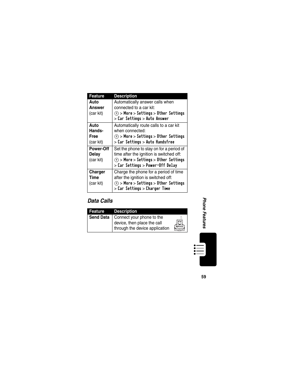 Data calls | Motorola C353 User Manual | Page 61 / 94