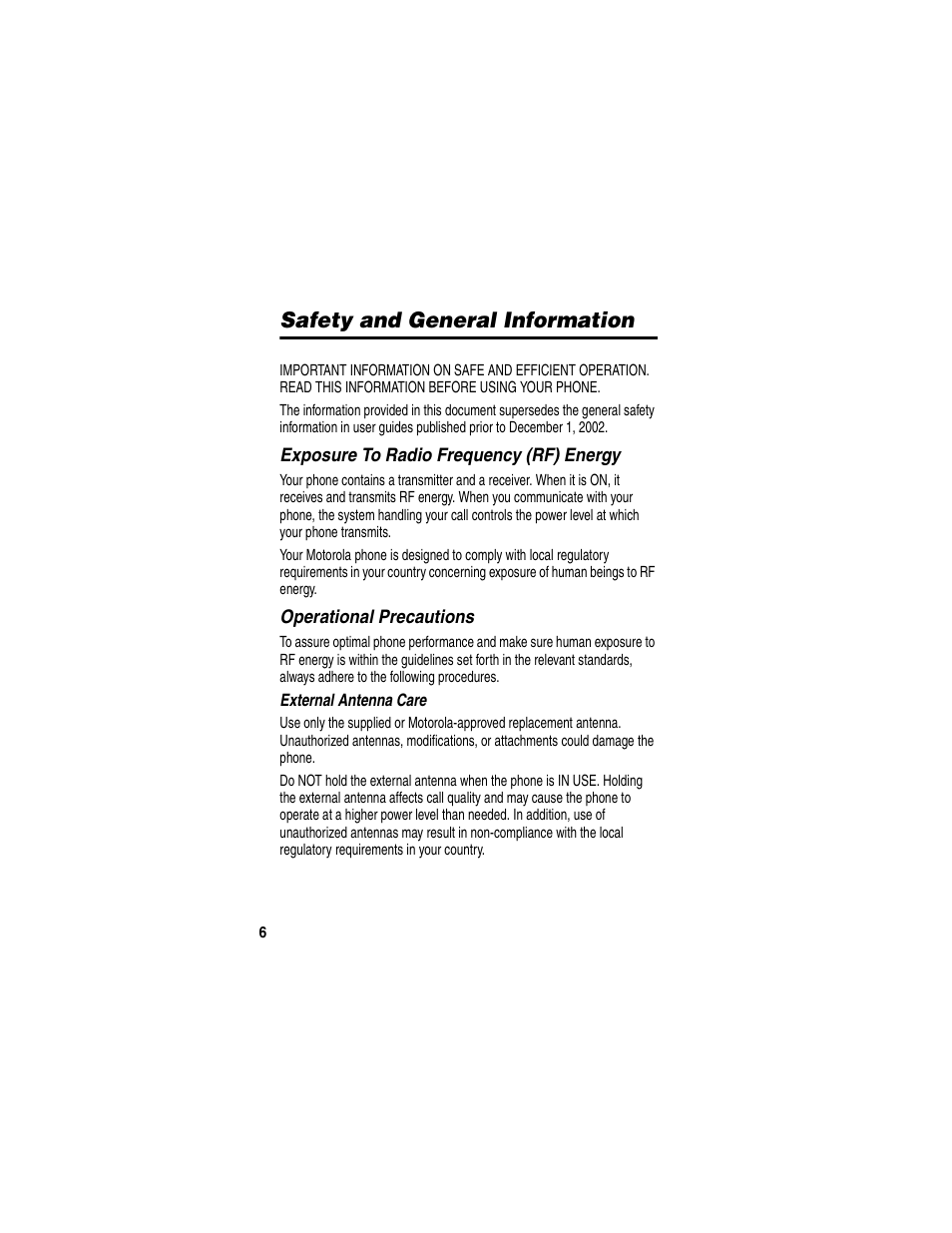 Safety and general information | Motorola C353 User Manual | Page 8 / 94