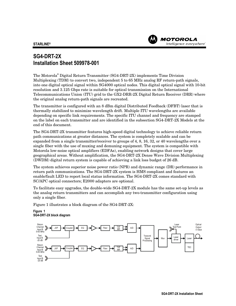 Motorola SG4-DRT-2X User Manual | 18 pages