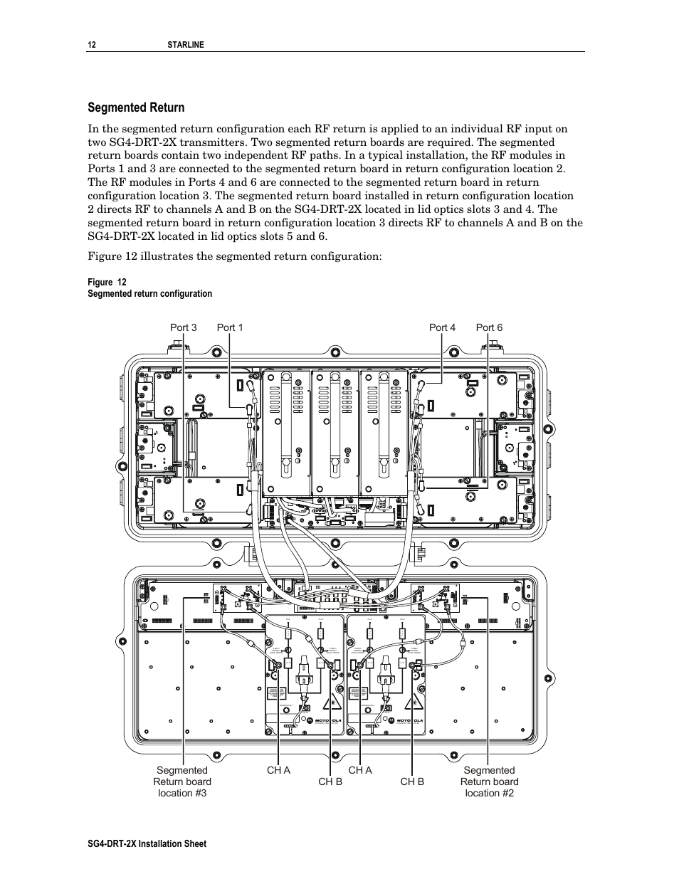 Segmented return, Figure 12 segmented return configuration, Sg4-drt-2x installation sheet | 12 starline | Motorola SG4-DRT-2X User Manual | Page 12 / 18