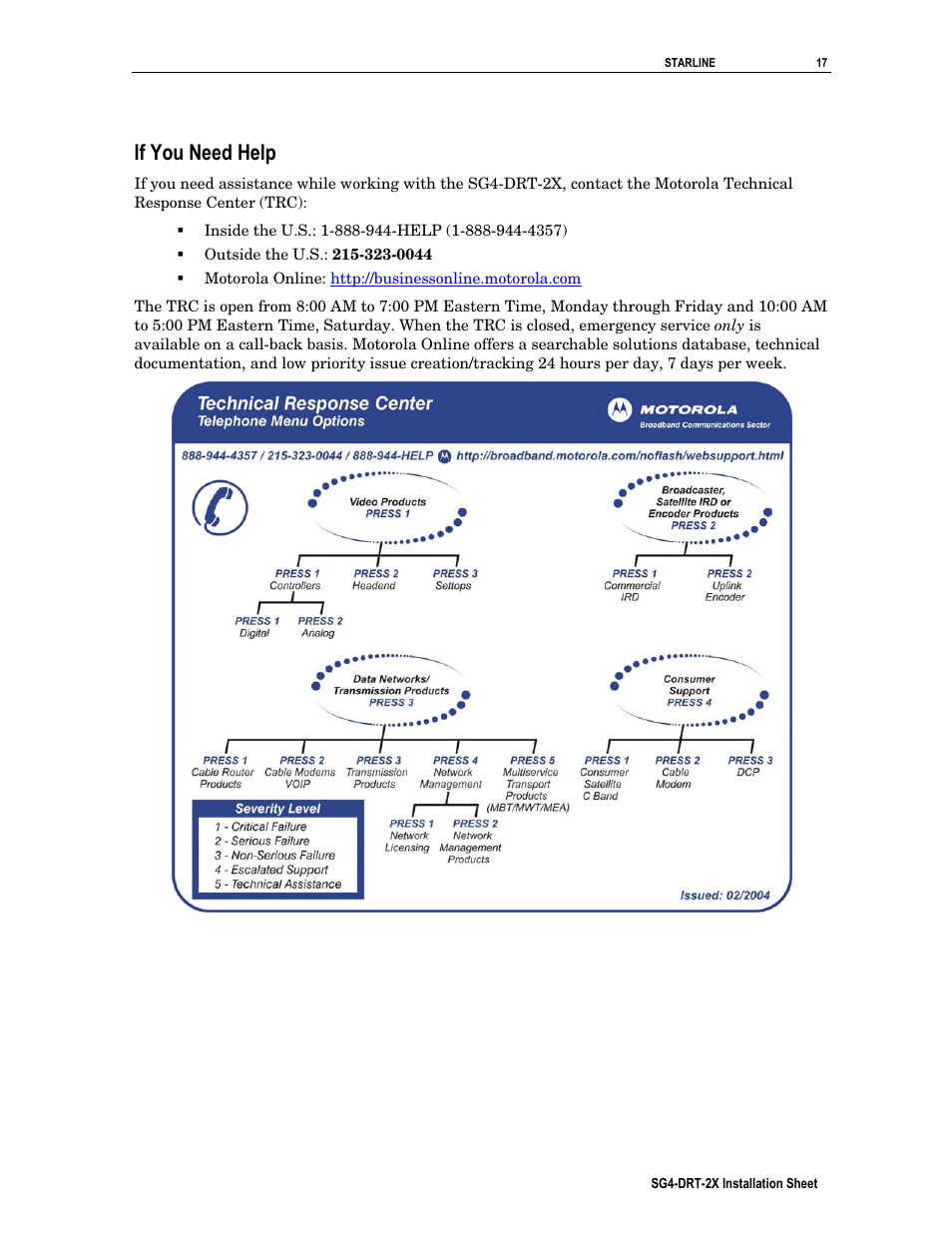 If you need help | Motorola SG4-DRT-2X User Manual | Page 17 / 18