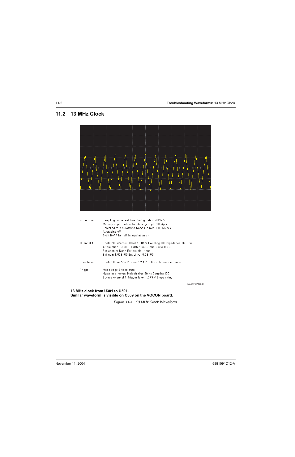 2 13 mhz clock, 2 13 mhz clock -2, Figure 11-1. 13 mhz clock waveform -2 | 13 mhz clock | Motorola SSETM 5000 User Manual | Page 160 / 224