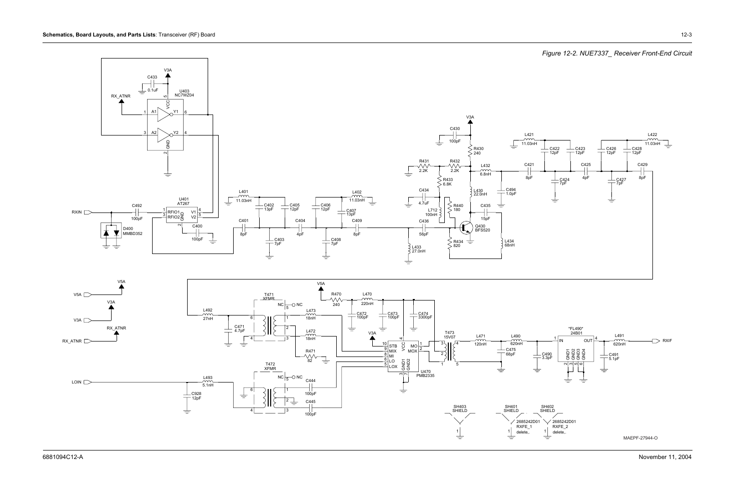 Figure 12-2, Nue7337_ receiver front-end circuit | Motorola SSETM 5000 User Manual | Page 169 / 224