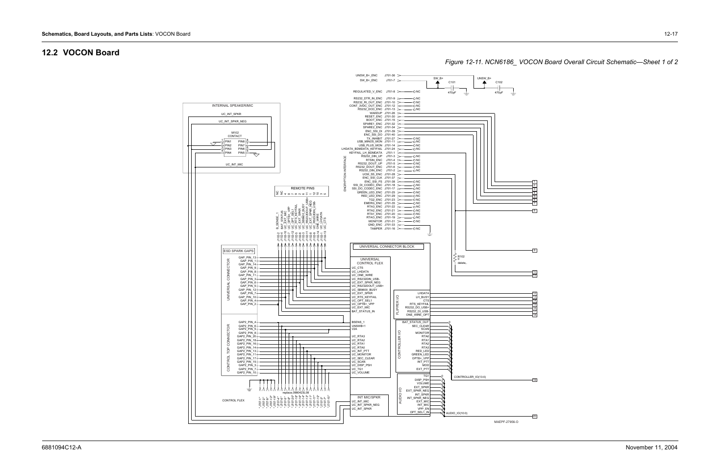 2 vocon board, 2 vocon board -17, Ncn6186_ vocon board overall circuit schematic | Motorola SSETM 5000 User Manual | Page 183 / 224