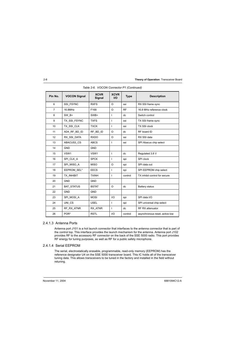 3 antenna ports, 4 serial eeprom, Antenna ports -8 | Serial eeprom -8 | Motorola SSETM 5000 User Manual | Page 30 / 224