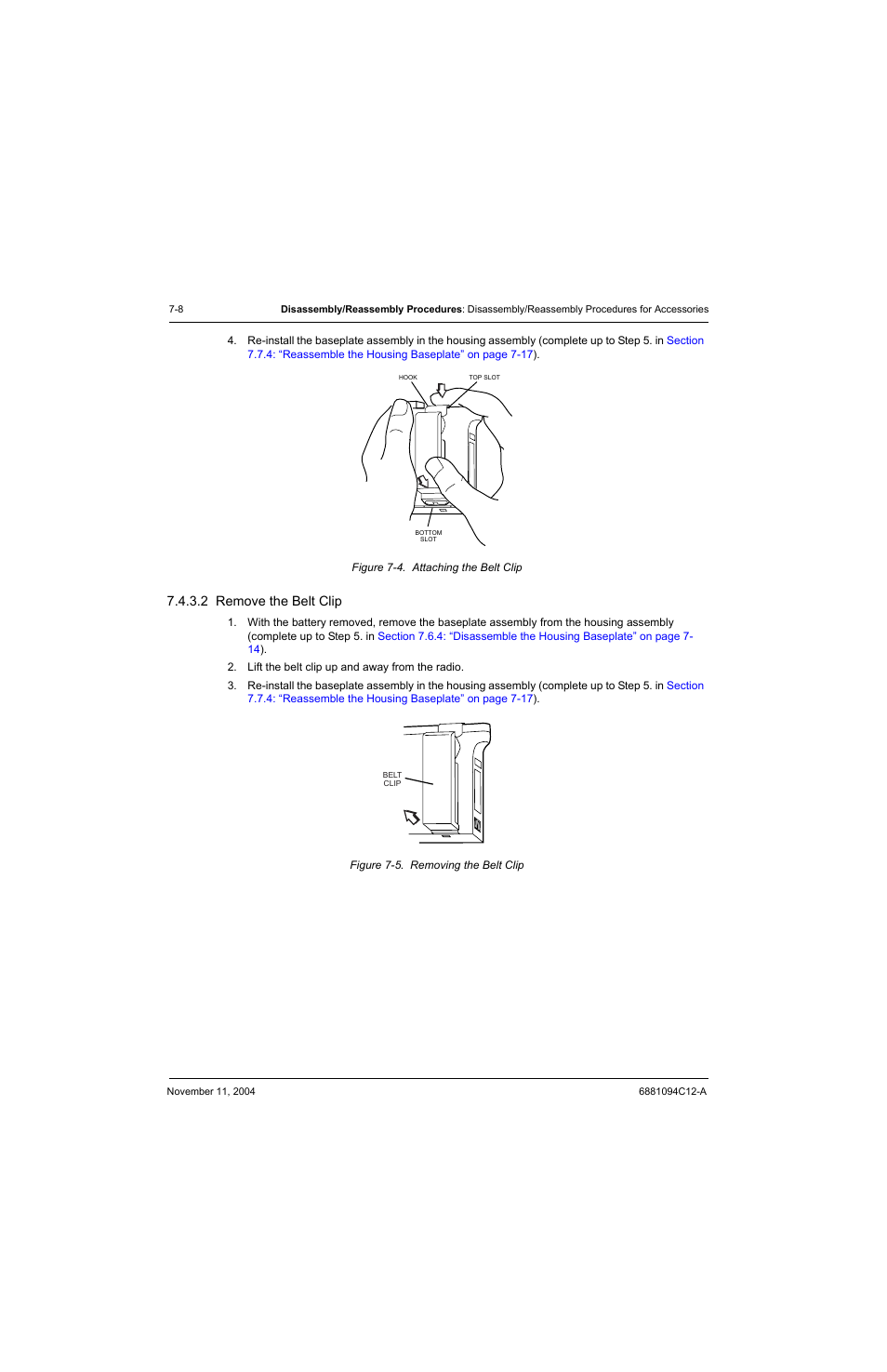 2 remove the belt clip, Remove the belt clip -8 | Motorola SSETM 5000 User Manual | Page 90 / 224