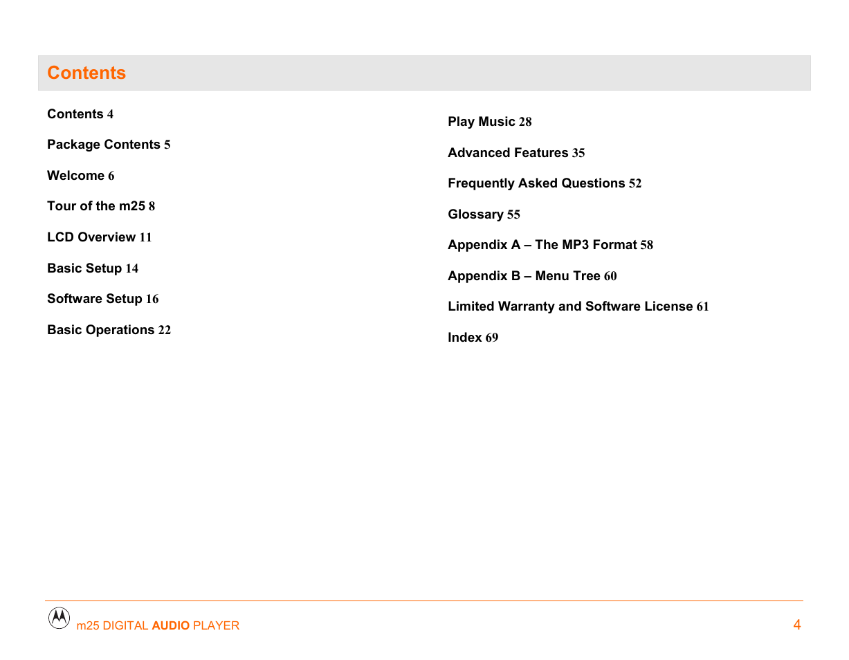 Motorola m25 User Manual | Page 4 / 70